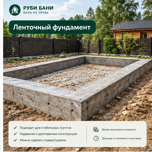 Ленточный фундамент для бани