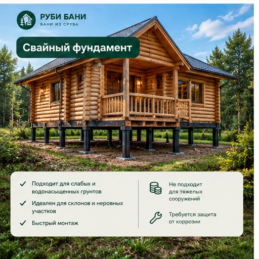 Свайный фундамент для бани
