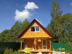 Баня 5×5 с террасой и мансардой, 25 м²
