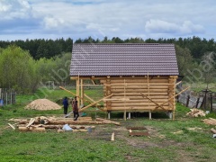 Баня 6×6 с террасой, 48 м²