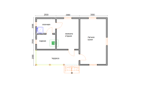 Баня с кухней и верандой (БН-92) 54 м²