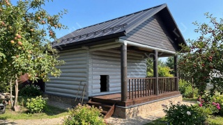 Баня 6×6 м с открытой террасой, 48 м²