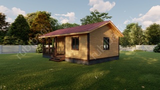 Баня с кухней и верандой (БН-92) 54 м²