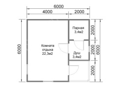 Баня из бруса 6×6 (Б-12), 36 м²