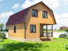 Одноэтажная баня из бруса с мансардой 54 м²