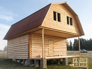Дом-баня 6×6 с террасой, 36 м²