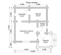 Баня из бревна 6×6 (ББ-14), 36 м²