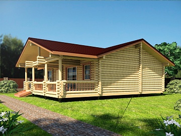Баня из бревна 10 на 10 с бассейном (ББН-51) 100 м²